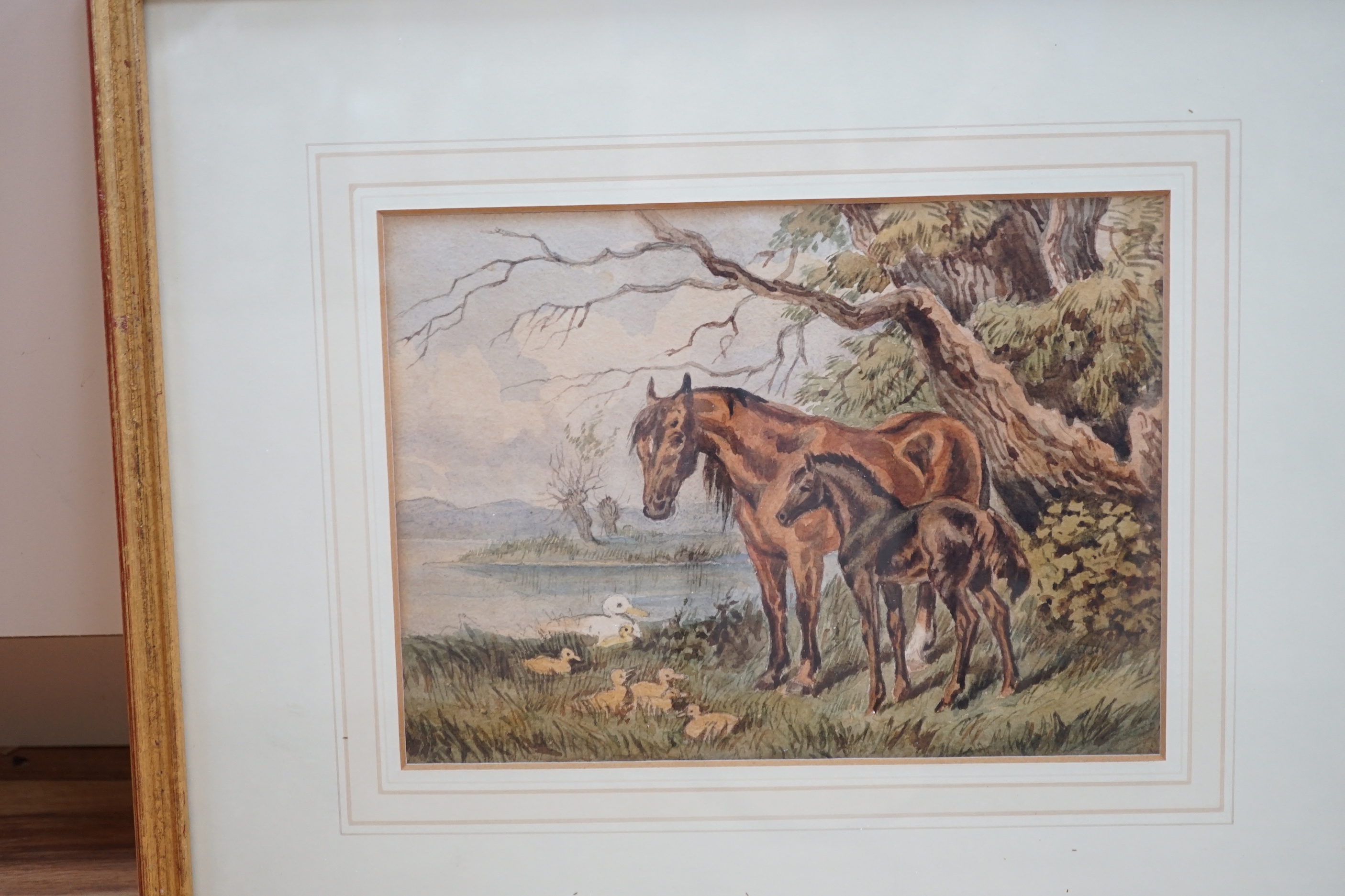 Captain William Godfrey Rayson Masters (c.1823-1895) pair of watercolours, work horses resting, one signed, 21cm x 16cm